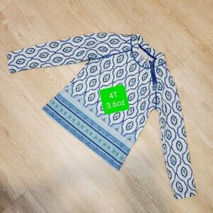 Cabana Life girls Bondi Beach Long sleeve rash guard blue yellow white 4T